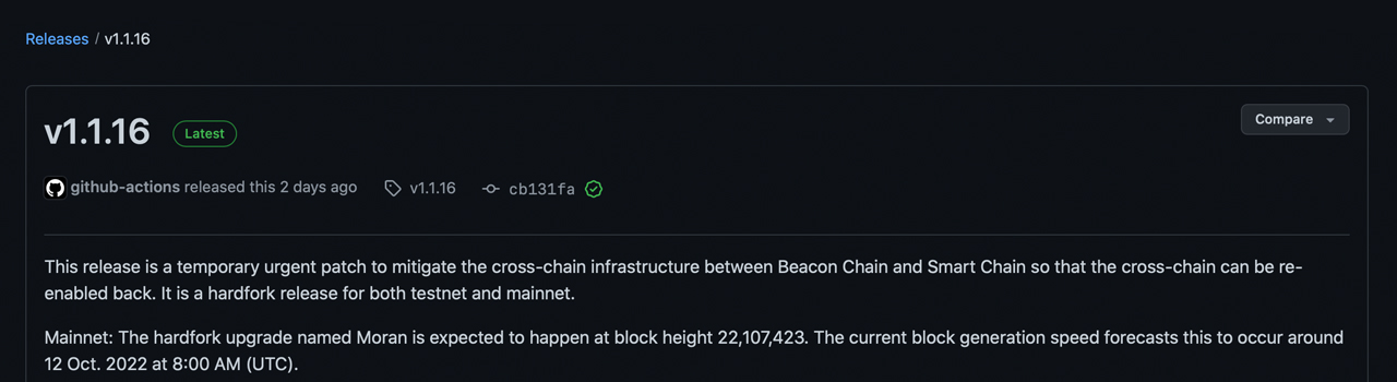 La blockchain de Binance complète un hard-fork pour éviter de futurs piratages de ponts inter-chaînes.