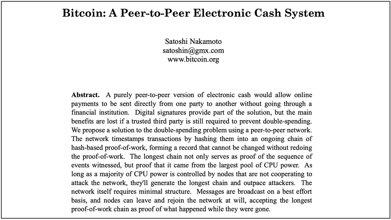 Le livre blanc de Satoshi Nakamoto sur le bitcoin a 14 ans aujourd'hui.