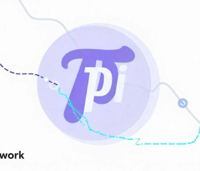 Le logo du Pi Network fissuré, symbolisant la crise, la chute du prix et les allégations de mauvaise gestion des fonds.