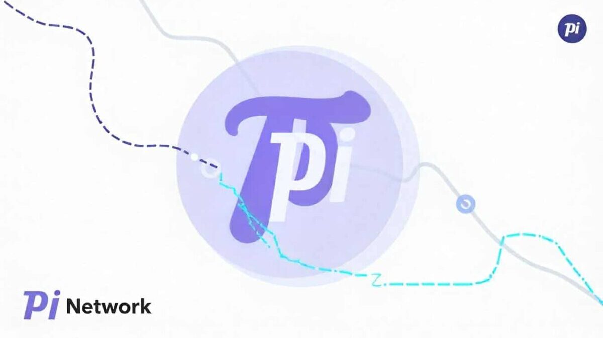 Le logo du Pi Network fissuré, symbolisant la crise, la chute du prix et les allégations de mauvaise gestion des fonds.