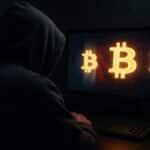 Une illustration de l'alerte sur les enlèvements crypto en France, montrant une menace ciblant des Bitcoins.