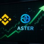 Le logo du token ASTER et de Binance sur un écran de trading, symbolisant les transferts massifs et la rumeur de listing.