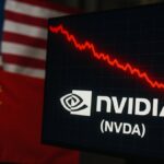 Graphique de la chute de l'action Nvidia (NVDA) en novembre 2025, sur fond de guerre commerciale des puces entre les USA et la Chine.