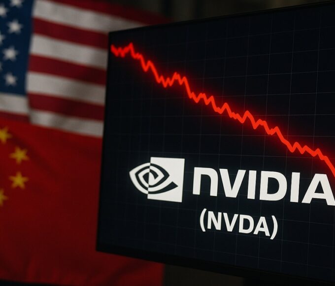 Graphique de la chute de l'action Nvidia (NVDA) en novembre 2025, sur fond de guerre commerciale des puces entre les USA et la Chine.