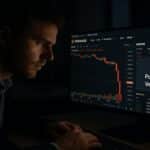 Un trader consulte l'interface de Binance lors du crash crypto de novembre 2025. L'écran montre une chute des prix mais aussi la "Preuve de Réserves" (PoR) de la plateforme.