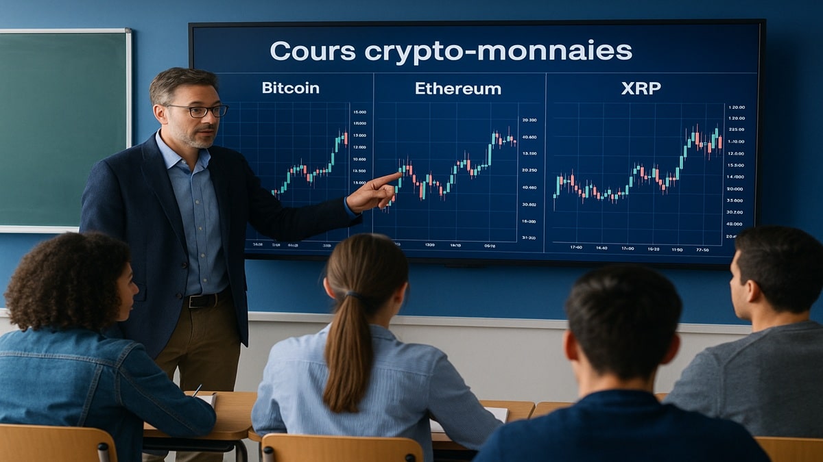 Graphique en ligne montrant le cours crypto en temps réel