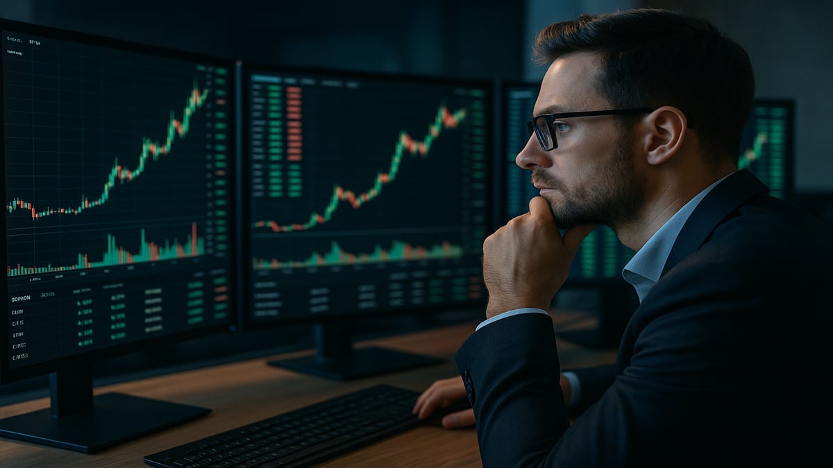 Investisseur analysant des graphiques de cryptomonnaies sous 1 dollar en 2025, altcoins prometteurs à fort potentiel de croissance