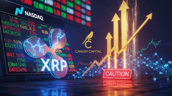 Logo XRP et Nasdaq suite à l'annonce de l'ETF Spot par Canary Capital.