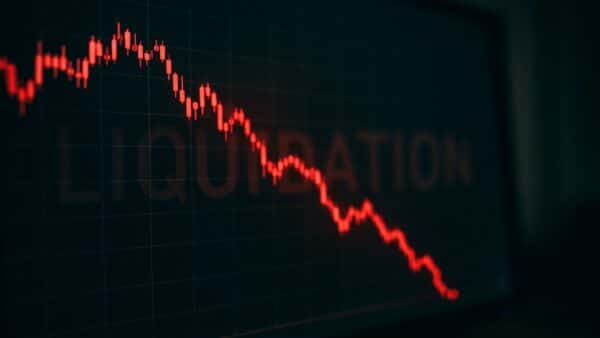 Graphique rouge montrant la chute du marché crypto et la liquidation massive de 1,2 milliard de dollars en novembre 2025.