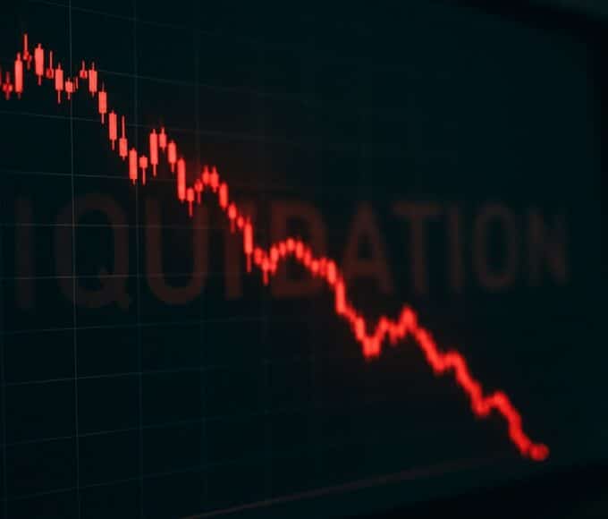 Graphique rouge montrant la chute du marché crypto et la liquidation massive de 1,2 milliard de dollars en novembre 2025.