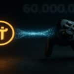 Une photo conceptuelle montrant le logo de Pi Network connecté à un joystick, symbolisant le partenariat avec CiDi Games et les 60 millions d'utilisateurs annoncés en novembre 2025.