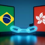 Illustration du pilote de commerce blockchain entre le Brésil (Drex) et Hong Kong (Ensemble) via Chainlink.