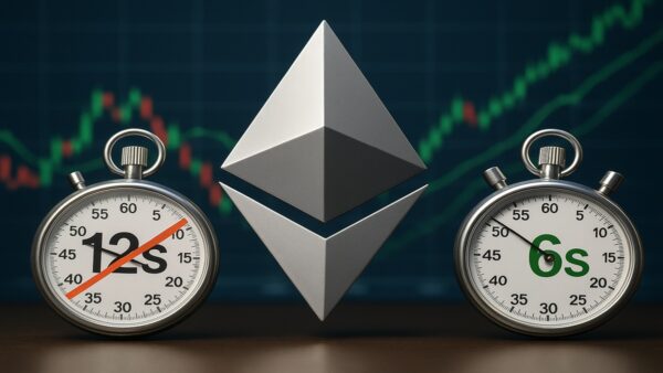 Illustration de l'impact de la mise à jour Ethereum Glamsterdam (réduction du temps de bloc à 6s) sur le prix de l'ETH en 2026.