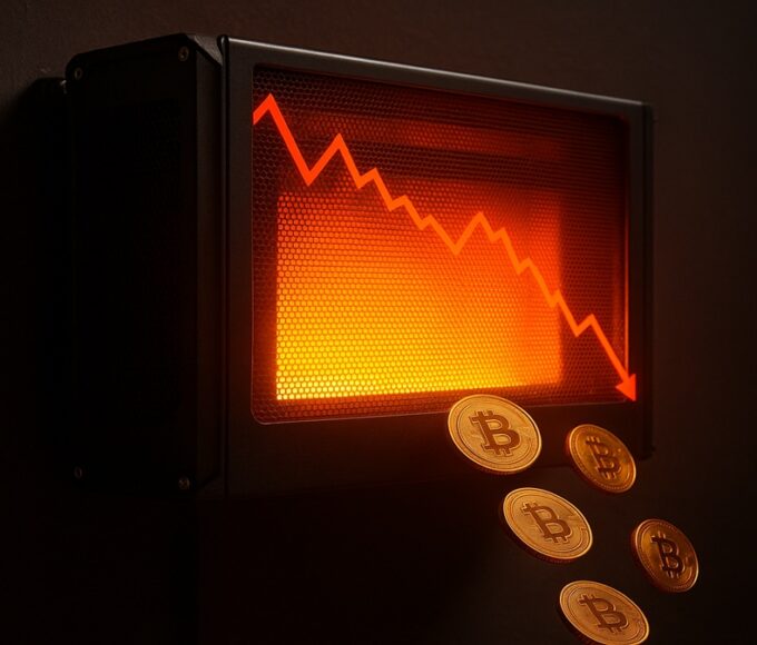 Une photo conceptuelle d'un radiateur-mineur (Canaan Avalon) produisant de la chaleur, superposée à un graphique de "hashprice" en baisse, illustrant l'analyse de rentabilité du minage/chauffage en France (Nov 2025).