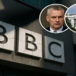 Le logo de la BBC, avec Tim Davie, symbolisant le scandale du documentaire truqué sur Donald Trump (nov 2025) qui a mené à sa démission.