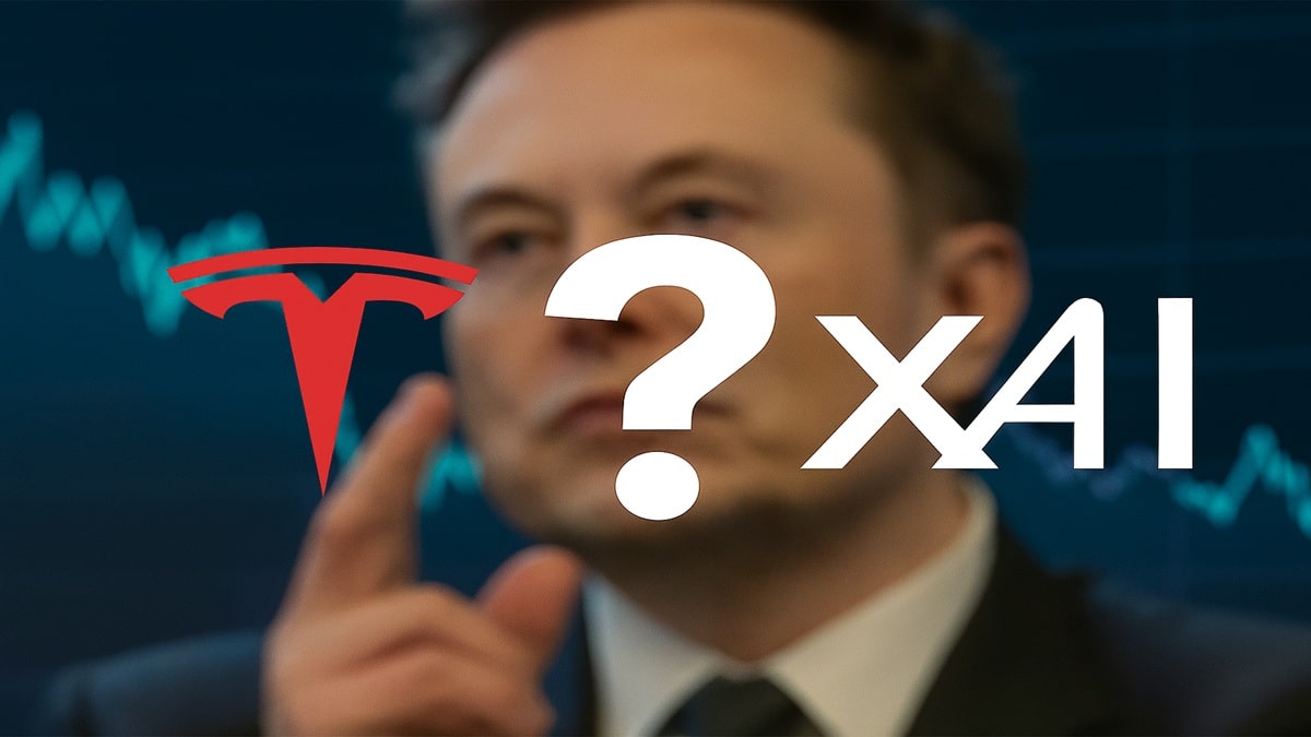 Les logos de Tesla et xAI, illustrant le vote des actionnaires (nov 2025) sur un investissement et le conflit d'intérêts d'Elon Musk.