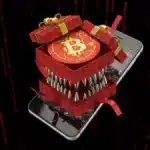 Piège numérique représentant une fausse offre de Noël crypto cachant le logiciel malveillant Inferno Drainer.
