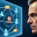 Larry Fink visualisant la stratégie de tokenisation de BlackRock via la technologie Chainlink.