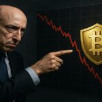 Gary Gensler prédisant un crash crypto tout en épargnant le Bitcoin, illustrant ses dernières déclarations.