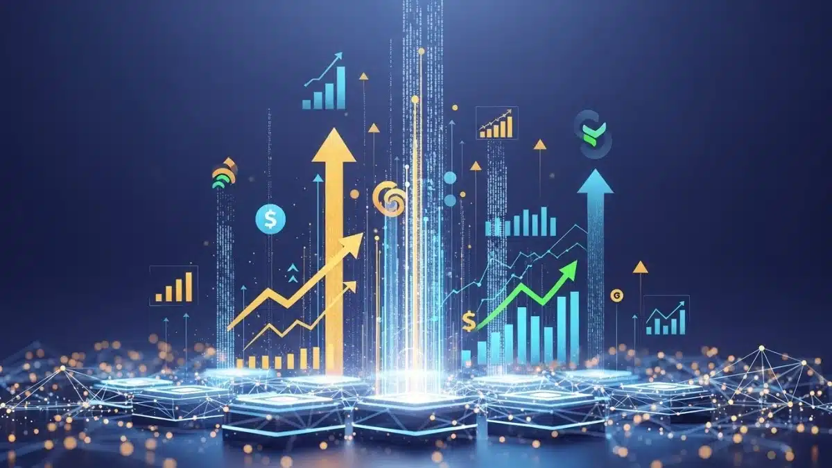 Illustration montrant les opportunités d’investissement dans la DeFi 2.0, comme le liquid staking et le lending avancé.