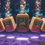 Cinq coffres-forts numériques dorés sur la blockchain Solana, illustrant les nouveaux Nest Vaults RWA de Plume.