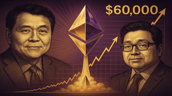 Illustration symbolisant la prédiction commune de Robert Kiyosaki et Tom Lee pour un Ethereum à 60 000 dollars en 2026.