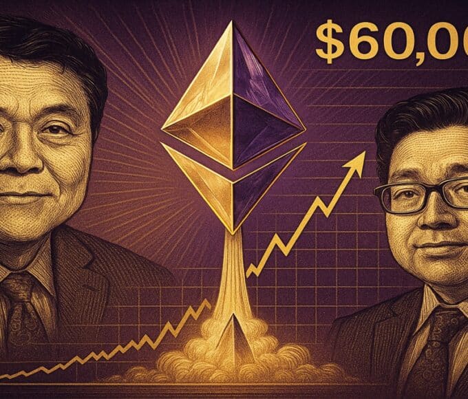 Illustration symbolisant la prédiction commune de Robert Kiyosaki et Tom Lee pour un Ethereum à 60 000 dollars en 2026.
