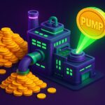 Usine numérique Pump.fun transformant 1 million de dollars de revenus en rachat de tokens PUMP sur la blockchain Solana.