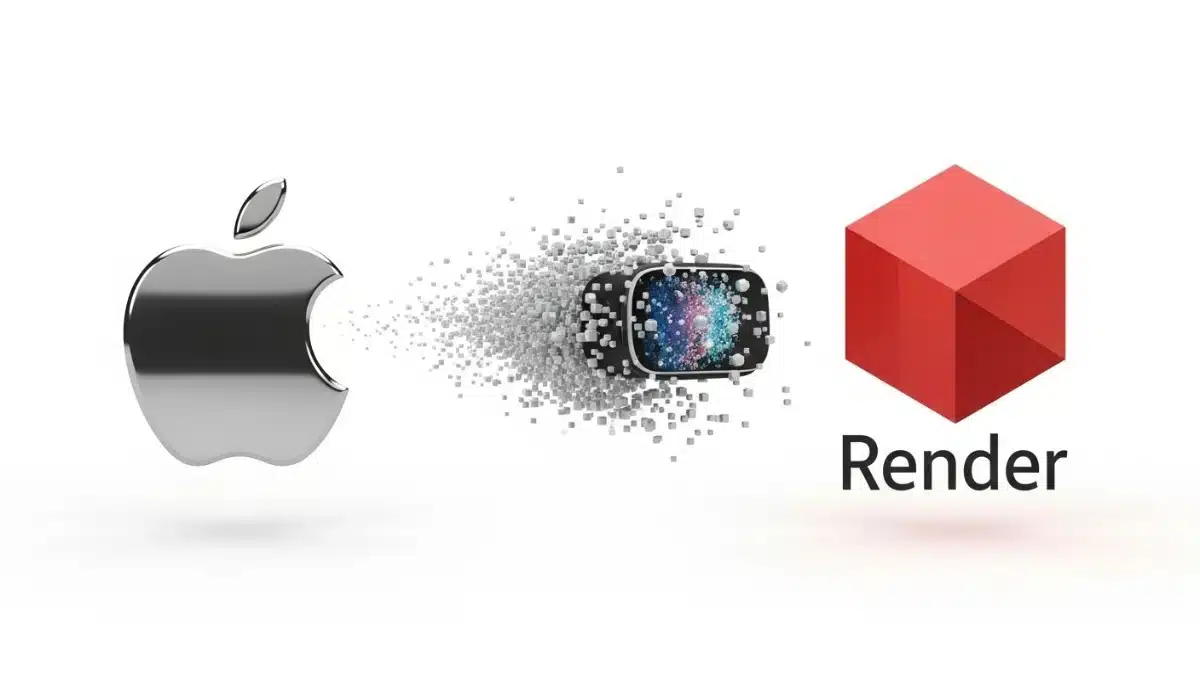 Image d'apple et render formant une image de réalite virtuelle