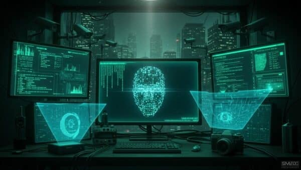 Illustration symbolique du mouvement Cypherpunk utilisant le code pour protéger l'anonymat face à la surveillance des monnaies numériques d'État.