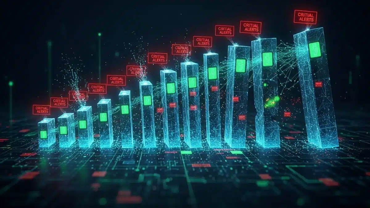Illustration montrant les risques systémiques de la DeFi 2.0, comme les effets domino et la centralisation.