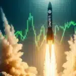 Fusée avec le logo LUNC décollant verticalement, illustrant la hausse de 90% du Terra Luna Classic.