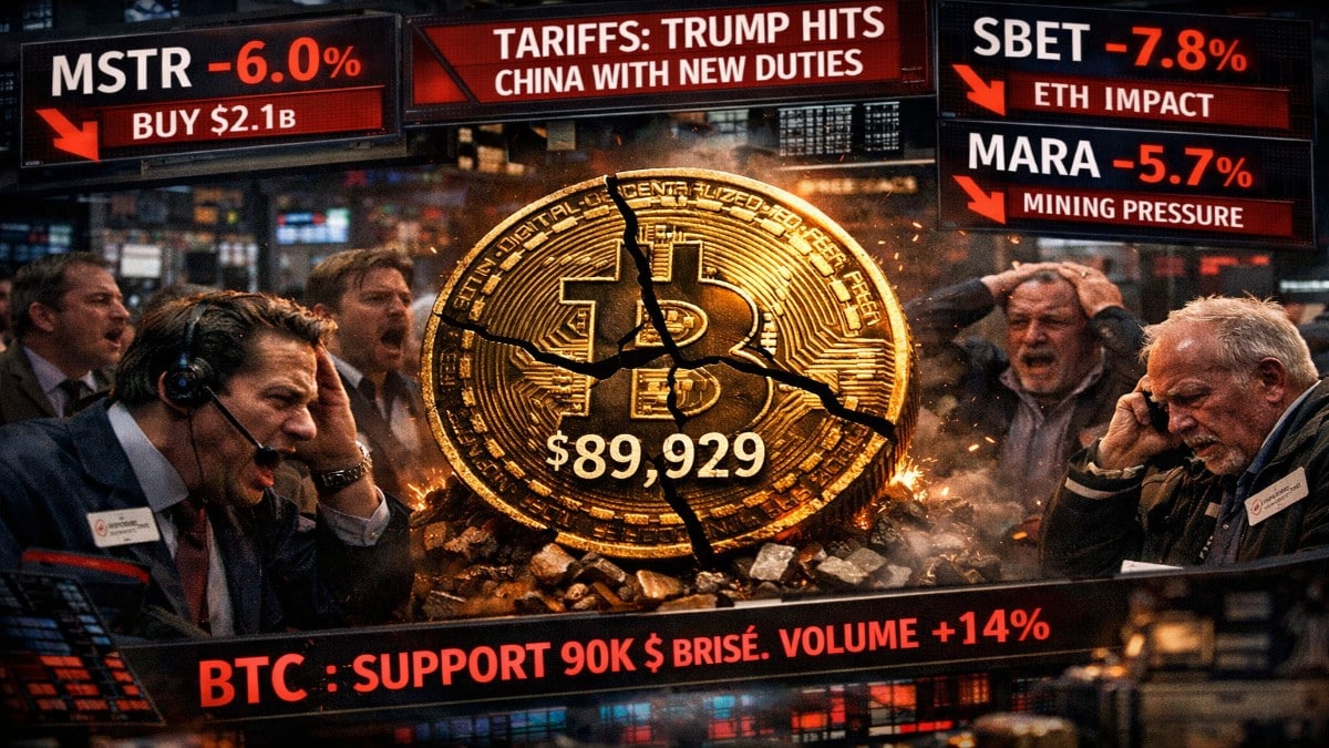 Bitcoin sous 90k$ : Massacre des actions MSTR, SBET et MARA