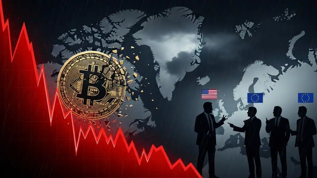 Graphique illustrant l'effondrement du Bitcoin sous 88 000 dollars et la perte de 250 milliards de capitalisation boursière.