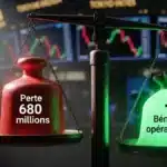 Illustration des résultats financiers de Metaplanet montrant le contraste entre la perte comptable sur le Bitcoin et la hausse des revenus opérationnels.