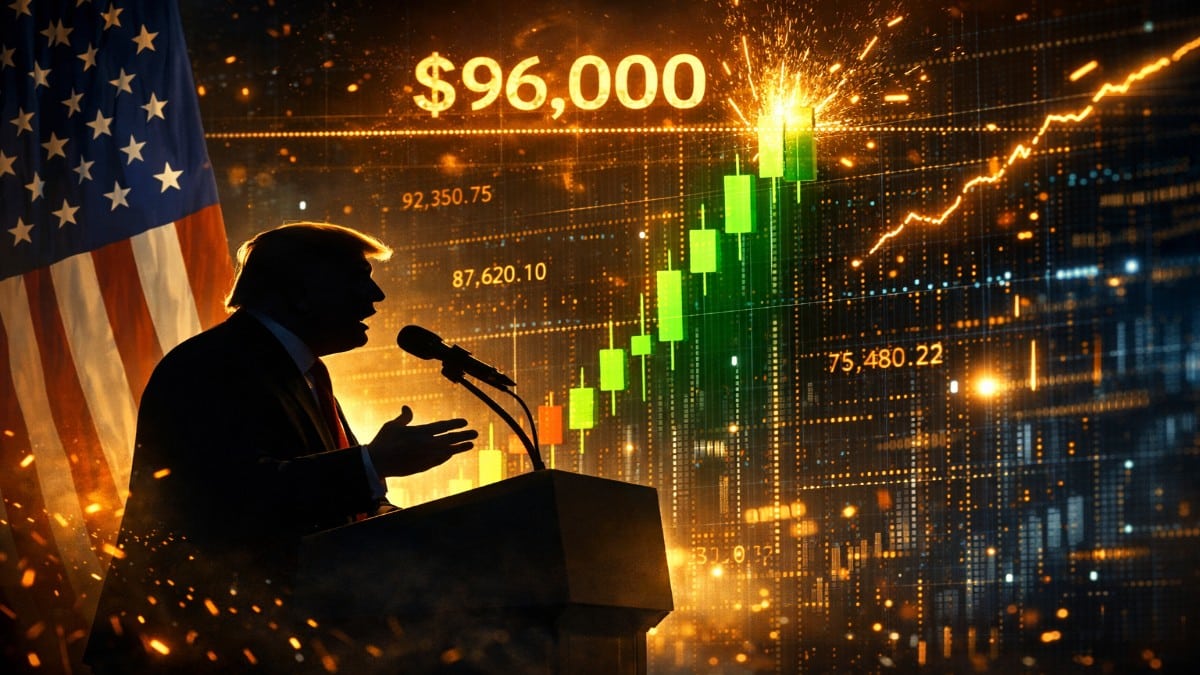 Bitcoin : Trump parle, le prix BTC explose à 96 000 $