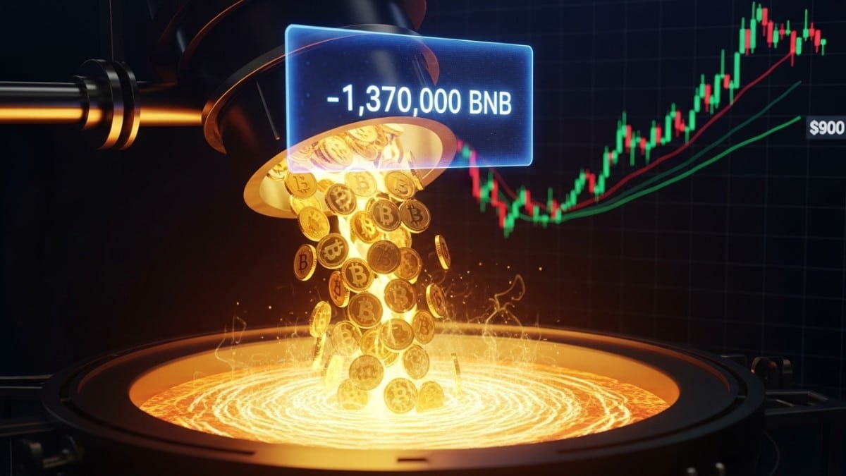 Illustration de la destruction de 1,3 milliard de dollars de jetons BNB alors que le prix consolide.