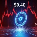 Graphique montrant le rejet du prix du Cardano sous la résistance des 0,40 dollars et le risque de baisse.