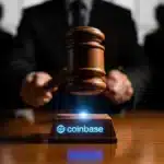 Illustration du procès pour délit d'initié contre la direction de Coinbase validé par un juge.