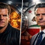 Illustration du conflit entre Tyler Winklevoss et le gouverneur Gavin Newsom concernant la loi sur la saisie des Bitcoins inactifs en Californie.