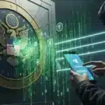 Illustration du vol de 40 millions de dollars en cryptomonnaie dans les portefeuilles du gouvernement américain, révélant une faille de sécurité majeure.