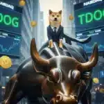 Illustration du lancement de l'ETF Dogecoin (TDOG) sur le NASDAQ par 21Shares.