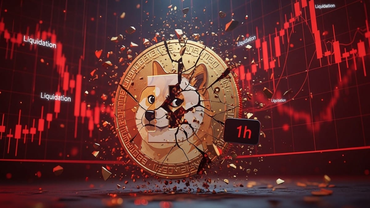 Dogecoin s’effondre : 23 000 % de liquidations en 1h, les acheteurs balayés