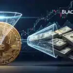 Illustration symbolisant la transformation du Bitcoin en revenus récurrents via le nouvel ETF de BlackRock.