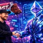 Illustration symbolisant l'investissement de 200 millions de dollars de BitMine dans l'empire de Beast pour promouvoir Ethereum.