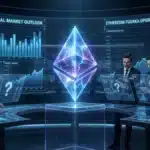 Illustration de l'analyse sceptique de JPMorgan concernant la mise à jour Fusaka d'Ethereum malgré le pic d'activité.