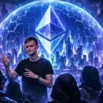 Illustration de Vitalik Buterin appelant la communauté Ethereum et Cypherpunk à résister au contrôle institutionnel.