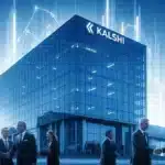 Illustration de l'ouverture du bureau de lobbying de Kalshi à Washington D.C. pour défendre le marché de prédiction.