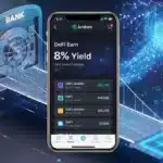Illustration de l'application Kraken proposant le service DeFi Earn, reliant la finance traditionnelle aux protocoles décentralisés.