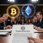 Illustration d'un projet de loi sur la cryptomonnaie au Sénat américain visant à réguler l'éthique des élus.